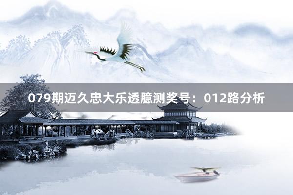 079期迈久忠大乐透臆测奖号：012路分析