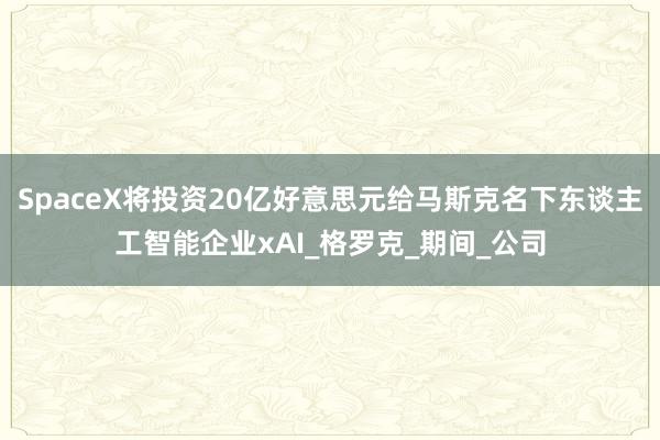 SpaceX将投资20亿好意思元给马斯克名下东谈主工智能企业xAI_格罗克_期间_公司