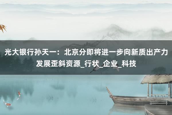 光大银行孙天一：北京分即将进一步向新质出产力发展歪斜资源_行状_企业_科技