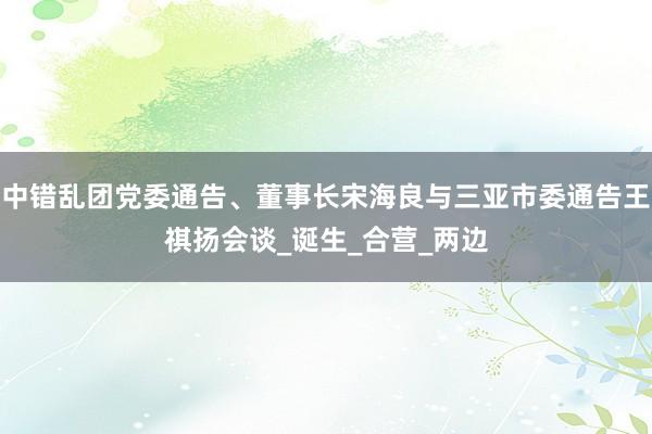 中错乱团党委通告、董事长宋海良与三亚市委通告王祺扬会谈_诞生_合营_两边