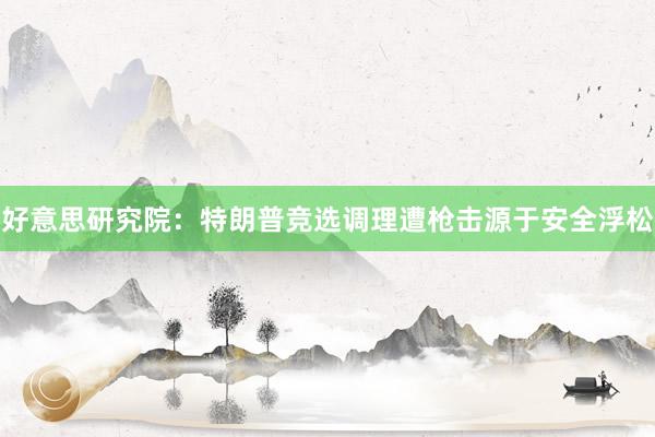 好意思研究院：特朗普竞选调理遭枪击源于安全浮松
