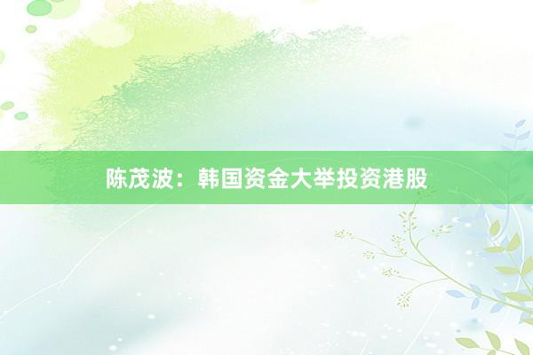 陈茂波：韩国资金大举投资港股