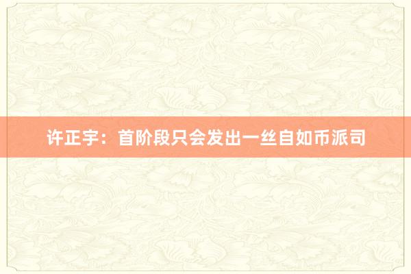 许正宇：首阶段只会发出一丝自如币派司