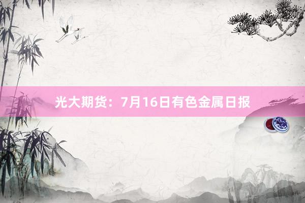 光大期货：7月16日有色金属日报