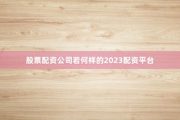 股票配资公司若何样的2023配资平台