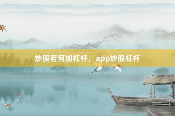 炒股若何加杠杆，app炒股杠杆