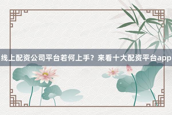 线上配资公司平台若何上手？来看十大配资平台app