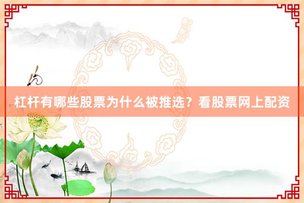杠杆有哪些股票为什么被推选？看股票网上配资