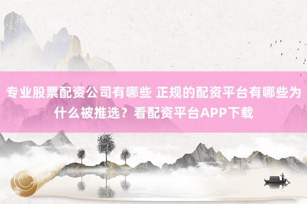 专业股票配资公司有哪些 正规的配资平台有哪些为什么被推选？看配资平台APP下载