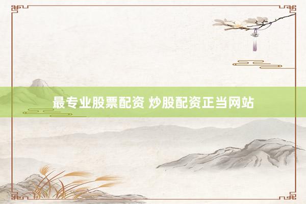 最专业股票配资 炒股配资正当网站
