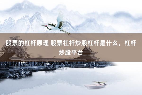 股票的杠杆原理 股票杠杆炒股杠杆是什么，杠杆炒股平台