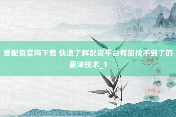 爱配资官网下载 快速了解配资平台何如找不到了的要津技术_1