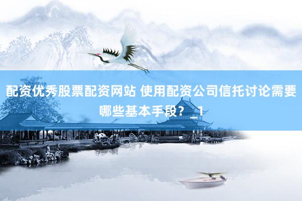 配资优秀股票配资网站 使用配资公司信托讨论需要哪些基本手段？_1
